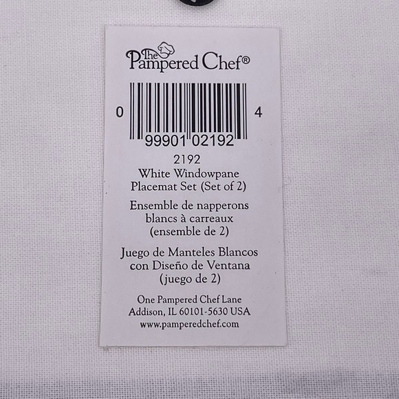 Pampered Chef Set of 4 Windowpane Placemats White Maroon Red Stripes Cotton NWT - Picture 3 of 6